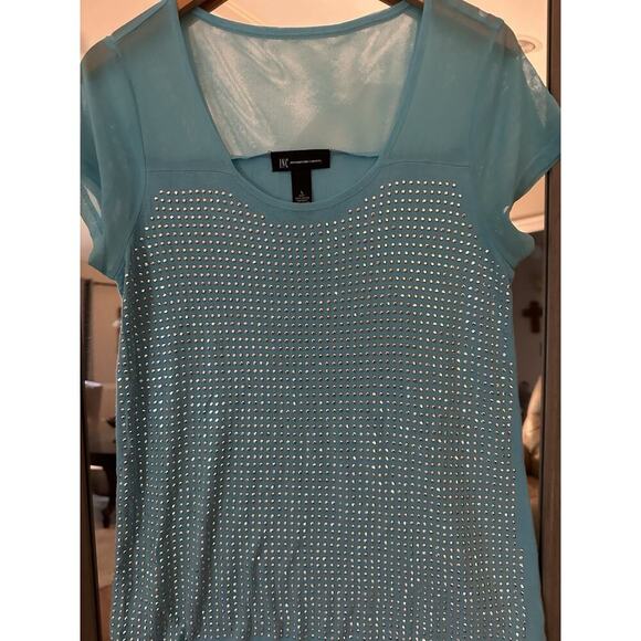 INC International Concepts Blue Sequin Top Womens Large - Picture 3 of 4